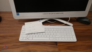 a keyboard and a computer monitor