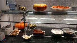a display case with food on it