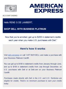 Sweet Stacking Results with the new Amex Business Platinum Dell Yearly  Credit! - Eye of the Flyer