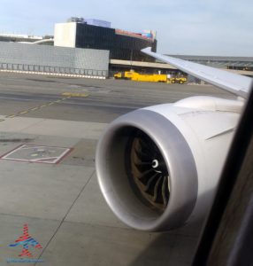 a plane engine on the ground