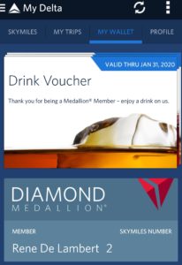 Delta Air Lines elite Medallion Have One on Us coupons inside the Fly Delta app.