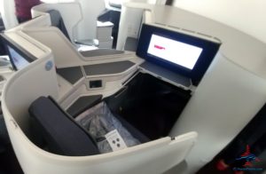 a seat with a screen on it
