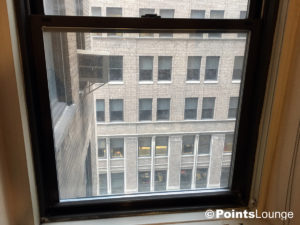 View out a window from a room at the Stewart Hotel New York City in Manhattan, NY.