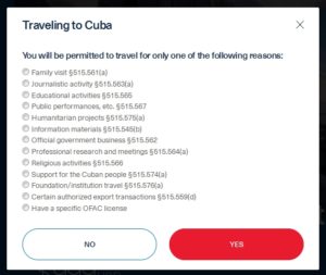 a screenshot of a travel survey