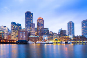 Financial District Skyline and Harbour at Dusk, Boston, Massachusetts, USA. Photo credit: © iStock.com/tifonimages