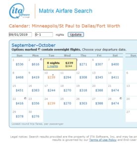 a screenshot of a flight search