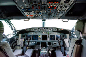A Boeing 737 cockpit.