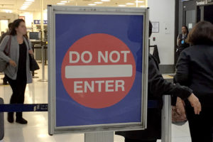 A "Do Not Enter" sign is seen at LAX airport/