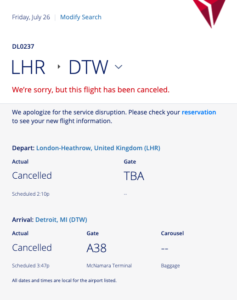 Delta Air Lines flight 237 from Rome to Detroit made an emergency medical diversion to London, where it was eventually canceled.