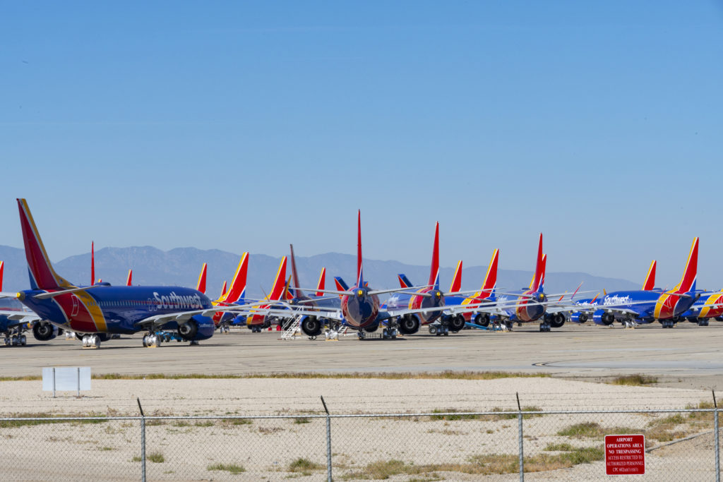 Grounded Boeing 737 MAX 8 aircraft fleet of Southwest Airlines in storage at Victorville, CA. on May 4, 2019. (Photo credit: ©iStock.com/RobertMichaud)