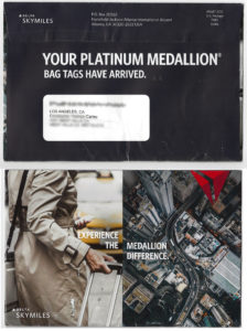 Delta Platinum Medallion 2019 Welcome kit envelope.