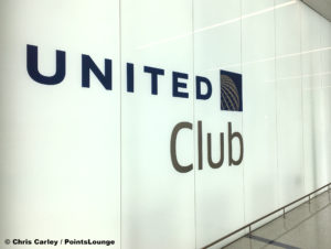 The United Club at LAX airport lounge entrance sign in Terminal 7.