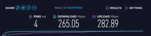 United Club at LAX WiFi speed test without a VPN connection.