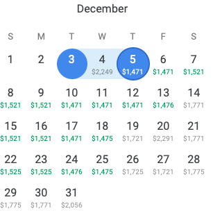 Calendar of dates for Orlando (MCO) to Tokyo Haneda (HND) Delta Air Lines Premium Economy mileage runs.