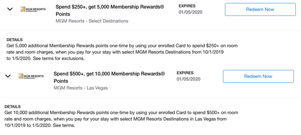 Amex Offers for MGM Resorts