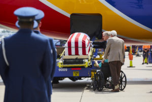 Southwest Airlines Captain Bryan Knight flies his father back home to Dallas Love Field for the final time more than 50 years after he was killed in action during the Vietnam War in 1967. (Credit: Ashlee D. Smith/Southwest Airlines)
