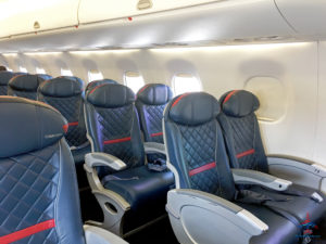 Comfort Plus seats on a Delta Air Lines flight Embraer 175 operated by Delta Connection.