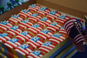 American flag cookies are displayed at Minneapolis-St. Paul International Airport prior to Delta Air Lines flight 1776 to Regan National Airport in Washington, D.C.