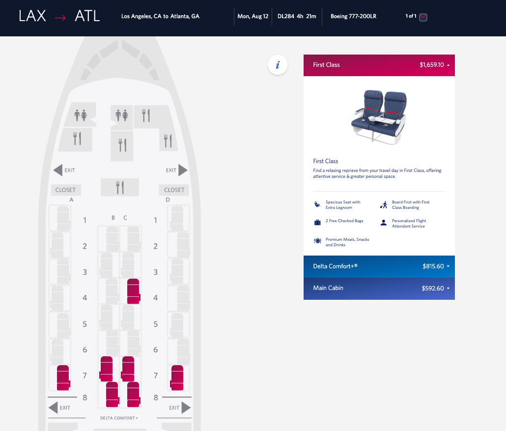 Delta One Seating Chart