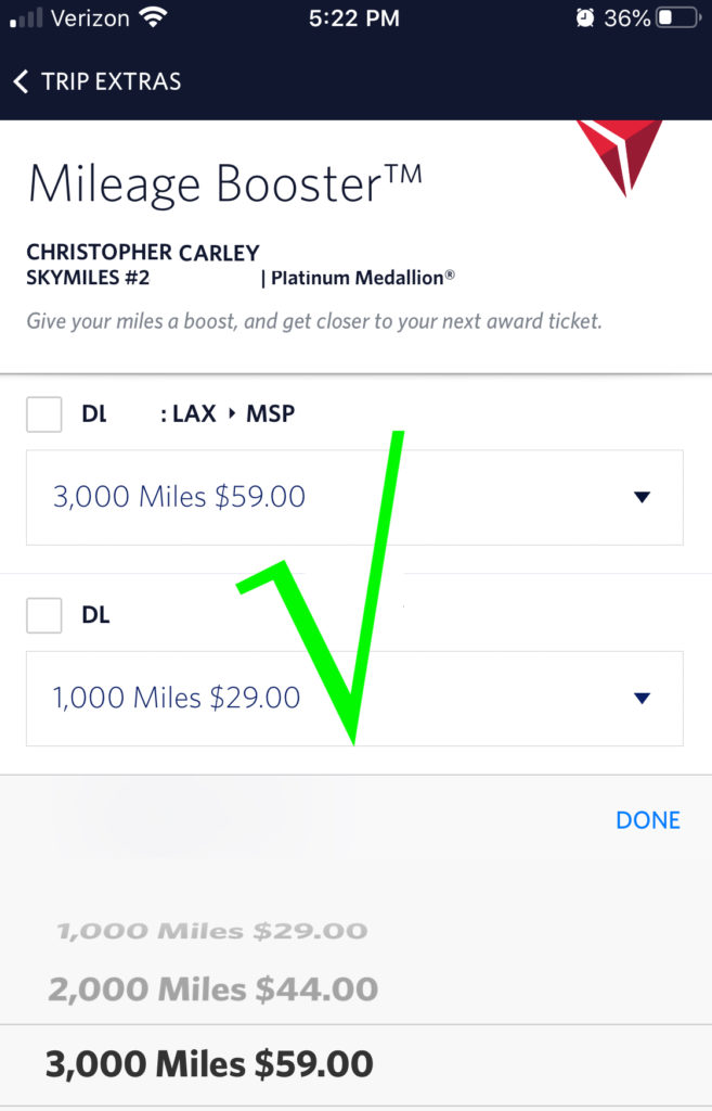 Delta Air Lines Mileage Booster credits toward American Express airline incidental allowance.