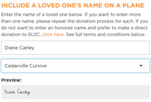 A Stand Up For Cancer donation in the name of the late Diane Carley.