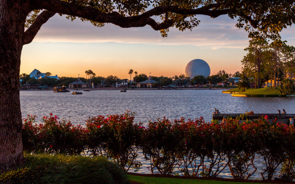 A view of  Spaceship Earth, a geodesic sphere, located in Epcot at the Walt Disney World Resort in Bay Lake, Florida.