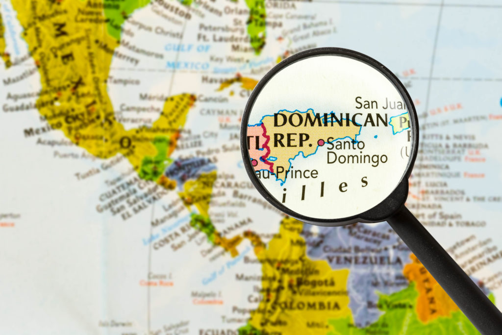 map of Dominican Republic through magnifying glass