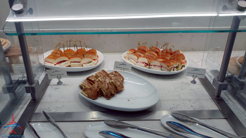 Sandwiches are seen on the buffet at The Club at LAS at Las Vegas McCarran International Airport's D Concourse.
