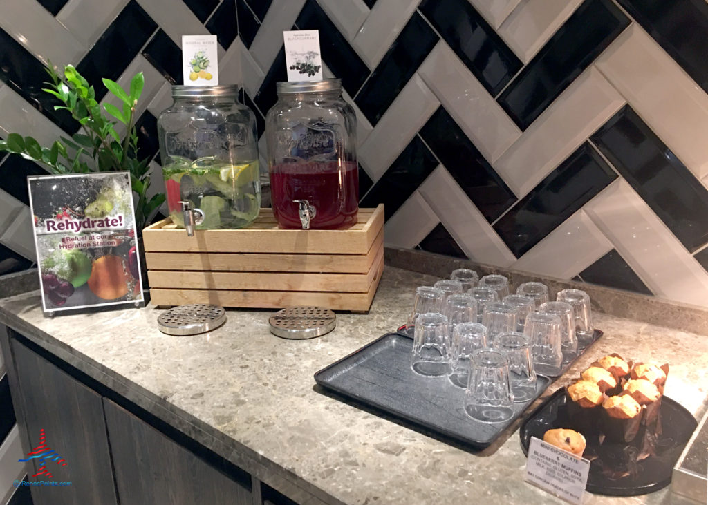 A hydration station is seen at the Plaza Premium Arrivals Lounge at London Heathrow Airport Terminal 4.