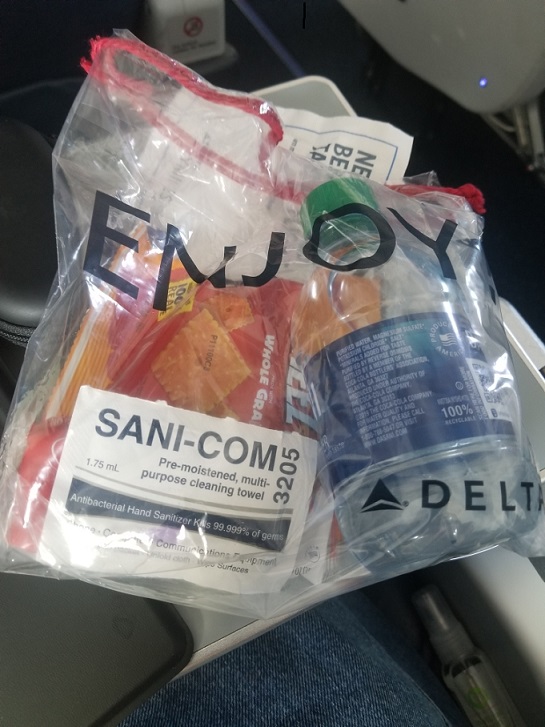 A Delta snack bag during a flight in April 2020 (Photo credit: Jeff in Michigan, special to RenesPoints.com)