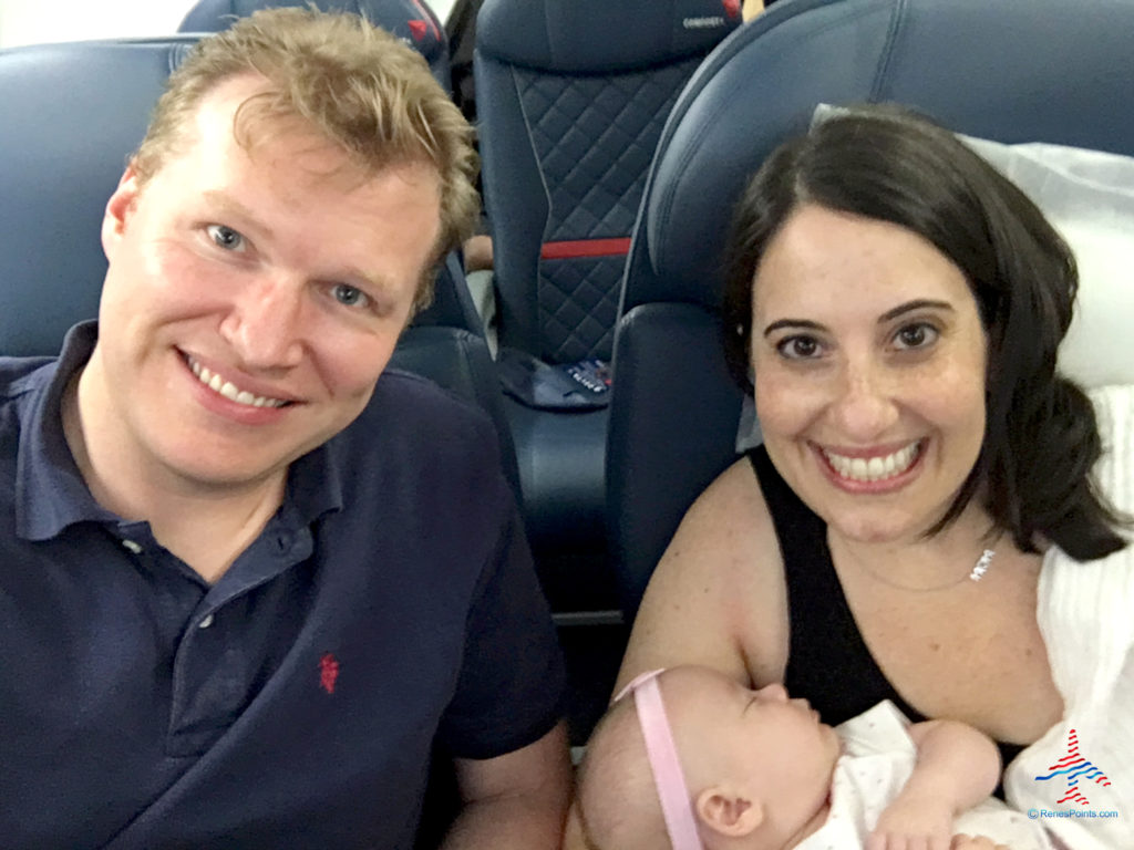 The Carley family's first flight with their baby daughter.