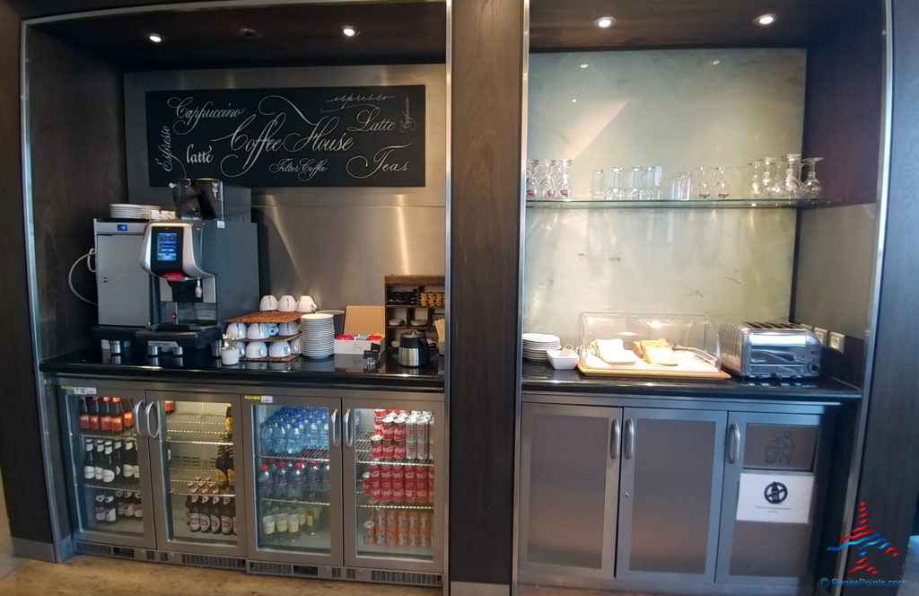 a coffee shop with a display case