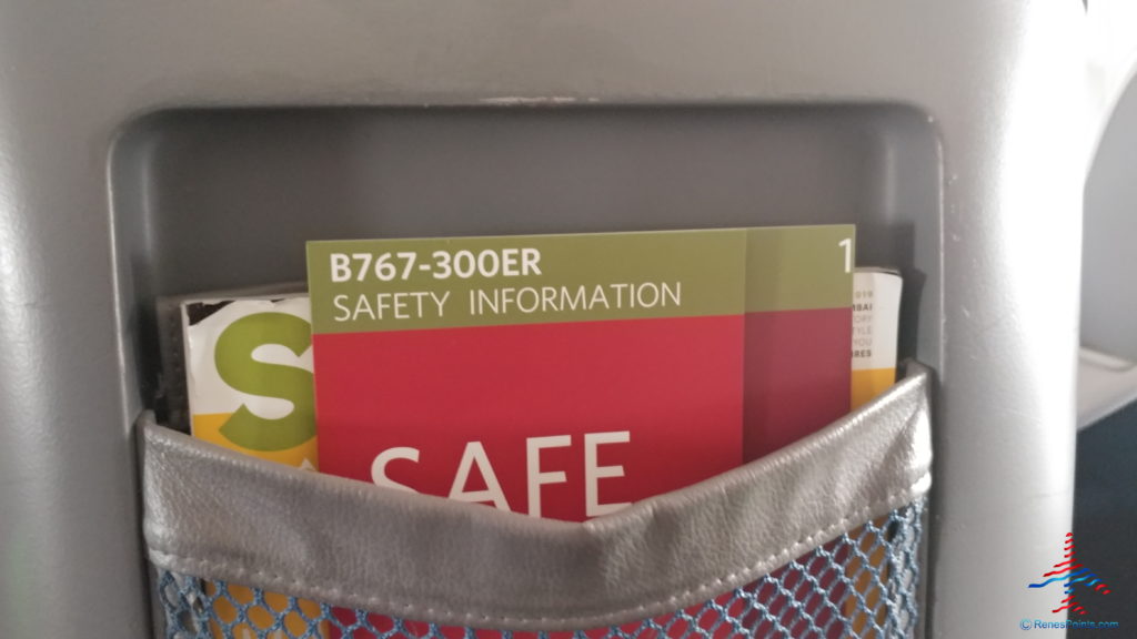 a pocket with a safety information