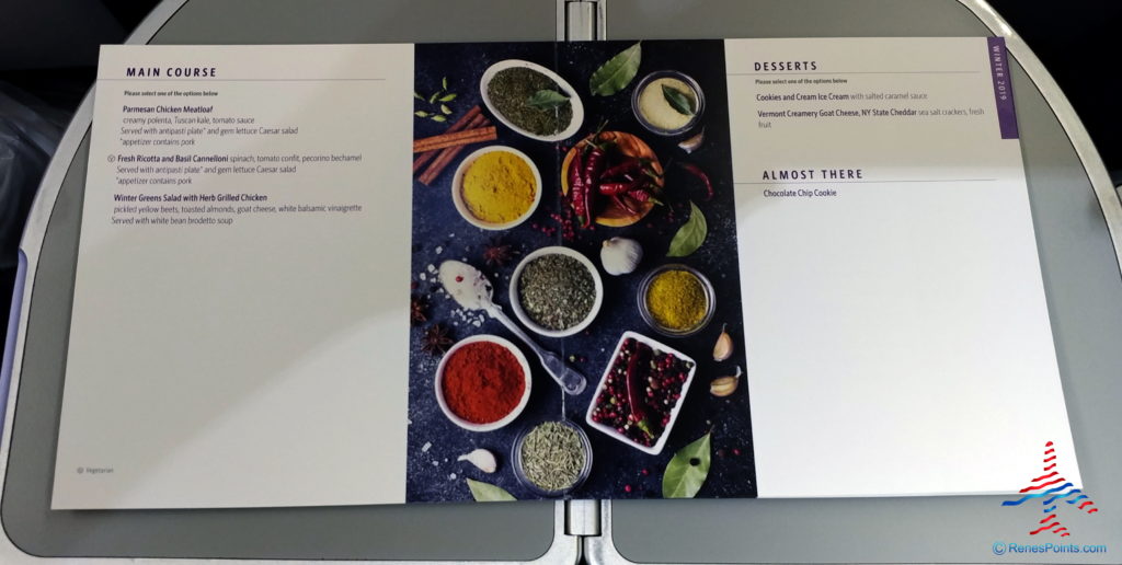 a menu with a picture of different types of food