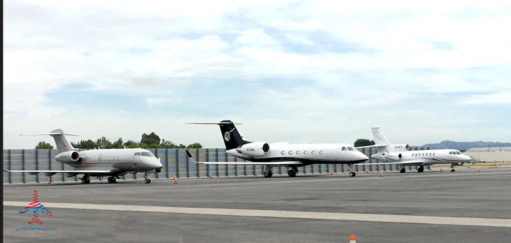 Private jets at Van Nuys Airport (VNY) in Van Nuys, California.