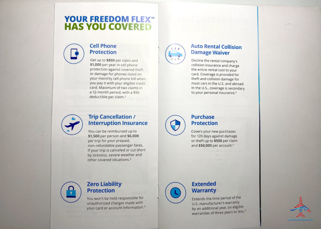 An excerpt from the Chase Freedom Flex℠'s welcome guide booklet.