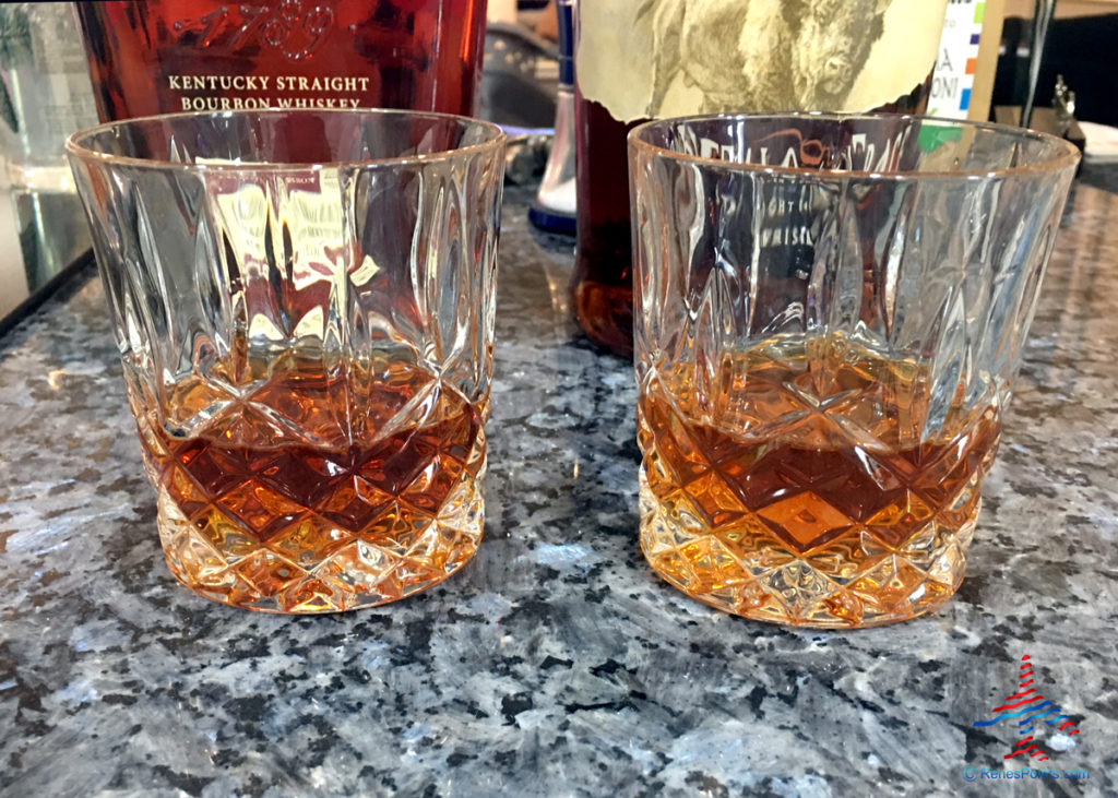 Elijah Craig Small Batch and Buffalo Trace bourbon whiskeys are served in Marquis by Waterford Markham Double Old Fashioned Glasses .