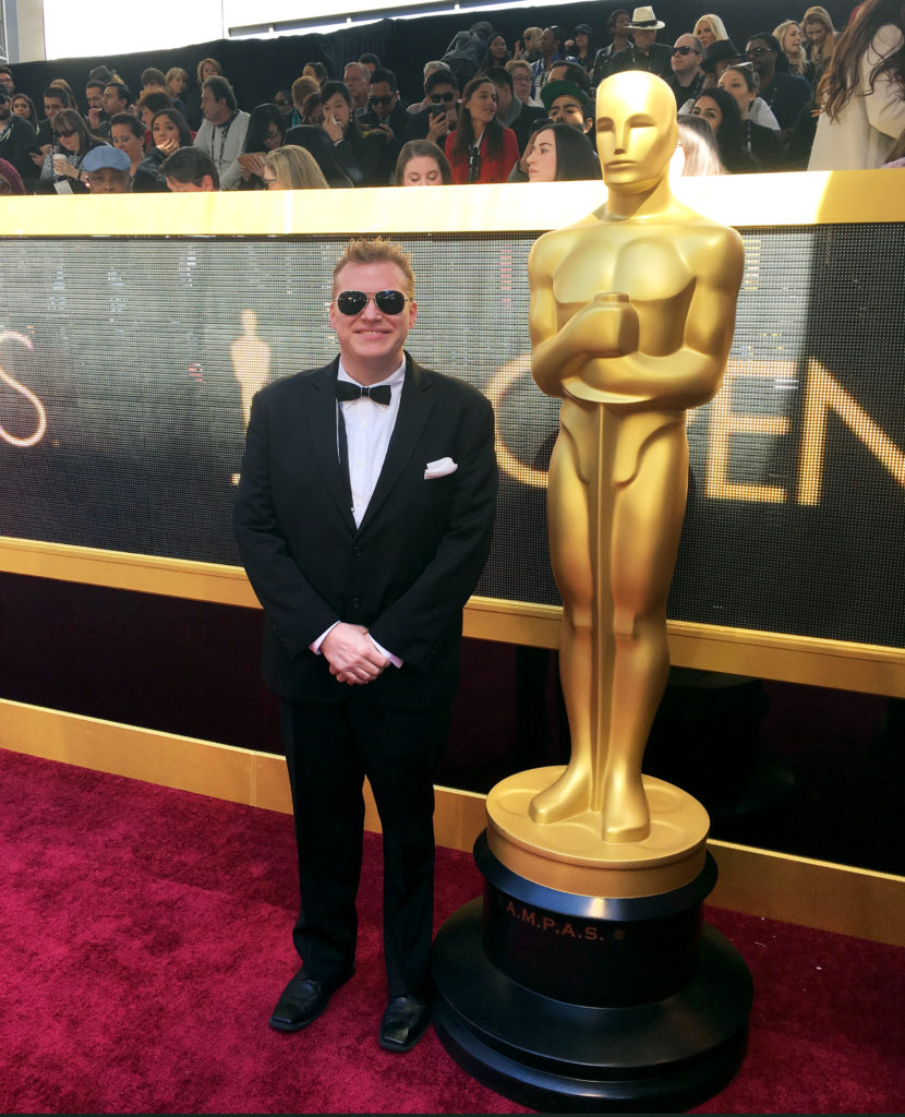 Chris Carley on the Oscars red carpet before the Academy Awards at Hollywood & Highland in Los Angeles, California.