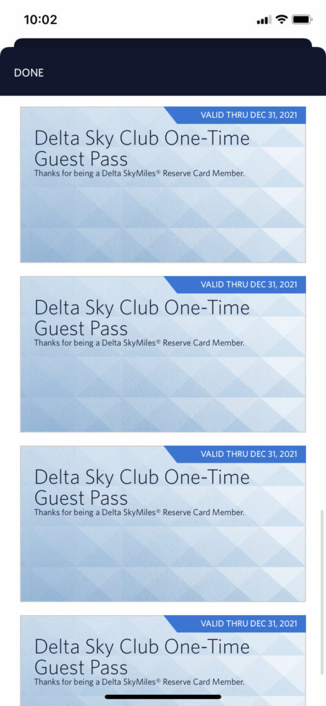 Delta Reserve Sky Club guest passes have been extended through December 31, 2021.