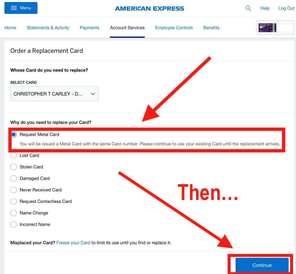 Request a metal Delta American Express card.