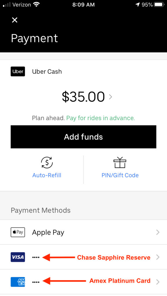 Uber Cash $35 December deposit from American Express Platinum card.