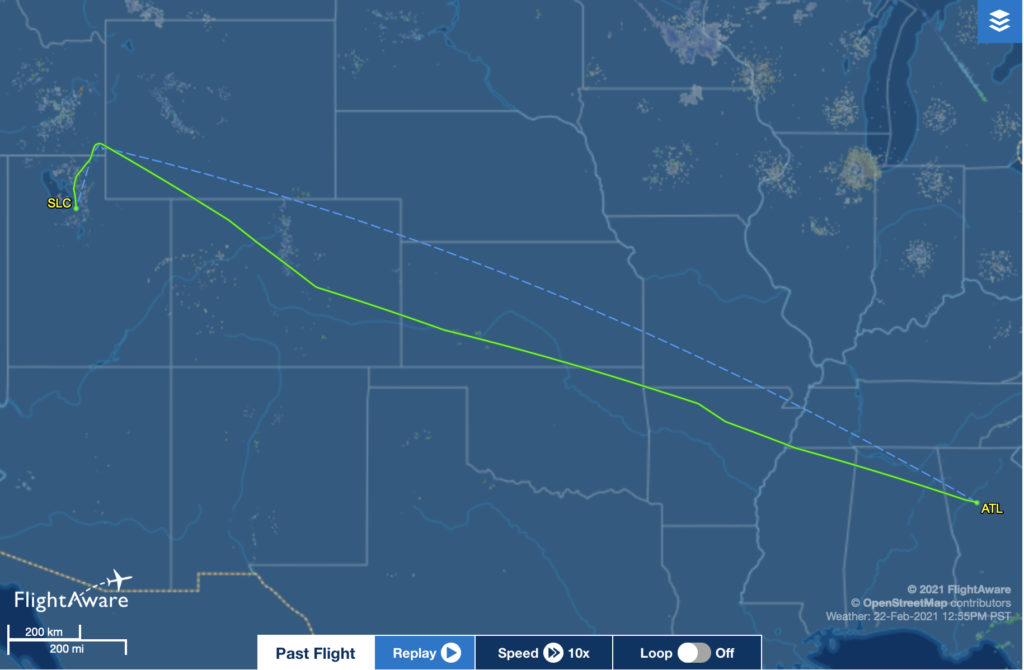 Delta flight 2123 from ATL to SEA, diverted to SLC because of reported engine trouble.