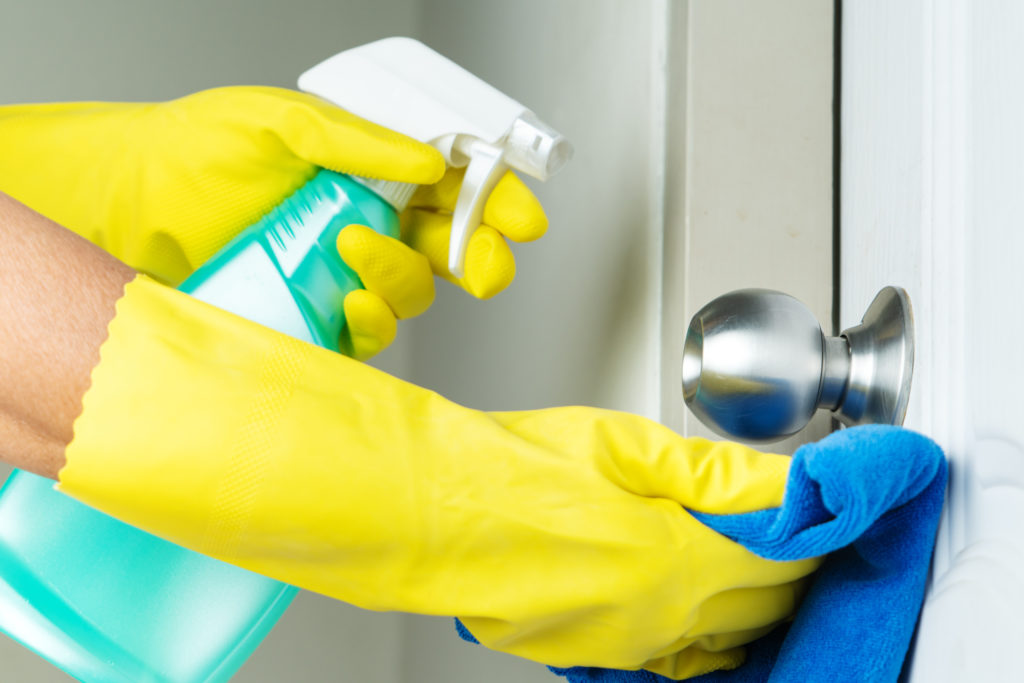 Disinfecting a door knob