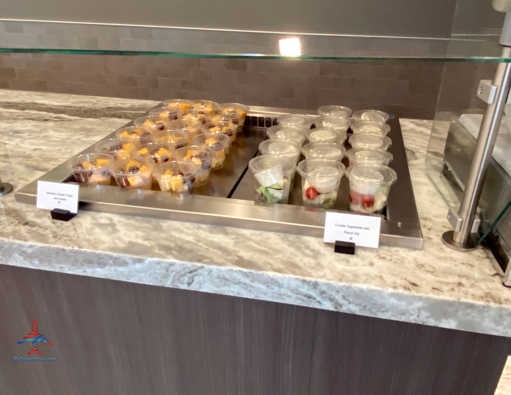 Fruit and vegetable cups are seen during a visit to the Delta Sky Club Salt Lake City inside Terminal A of Salt Lake City International Airport (SLC). (Photo ©RenesPoints.com)
