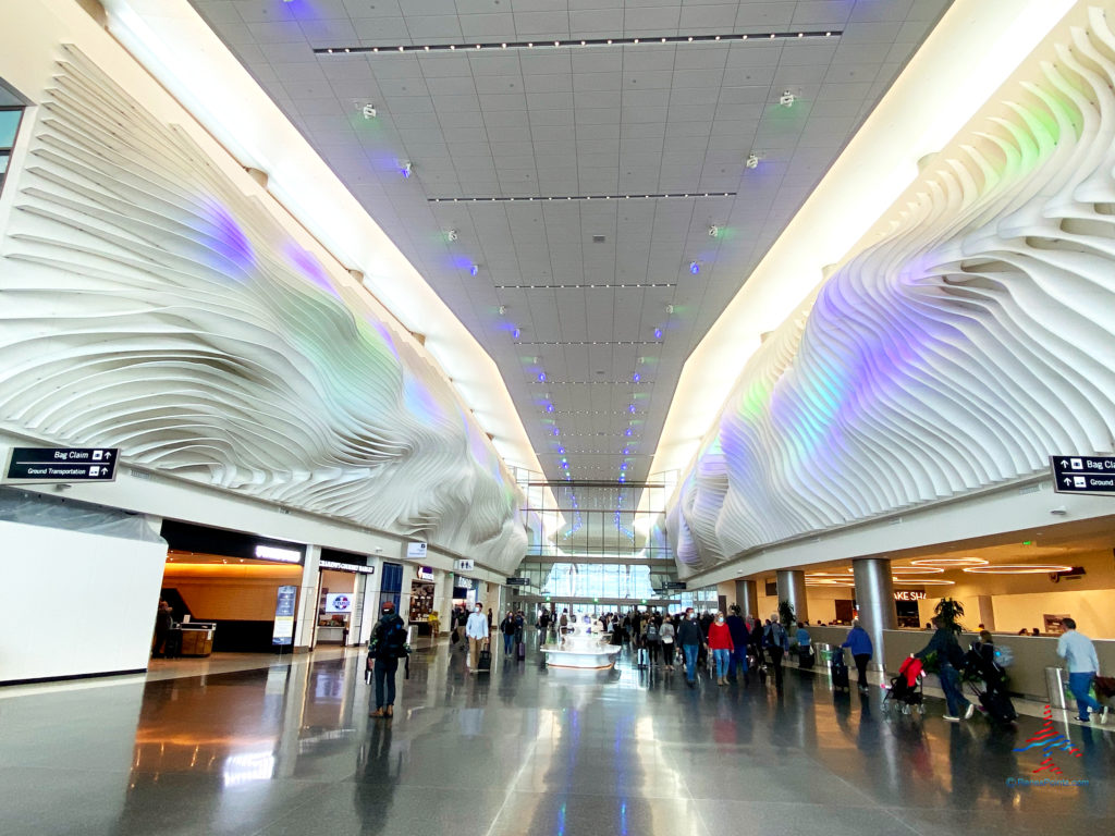 The canyon-themed departure hall is seen inside Terminal A at Salt Lake City International Airport (SLC). (Photo ©RenesPoints.com)
