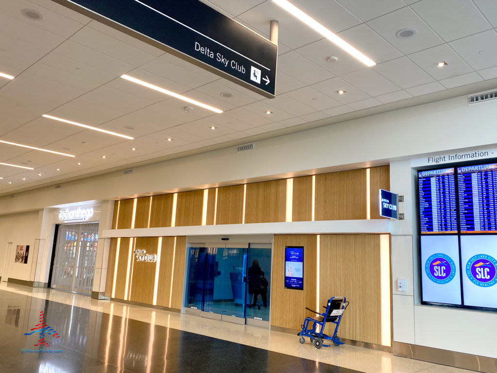 The entrance to the Delta Sky Club SLC is seen inside Terminal A at Salt Lake City International Airport (SLC). (Photo ©RenesPoints.com)