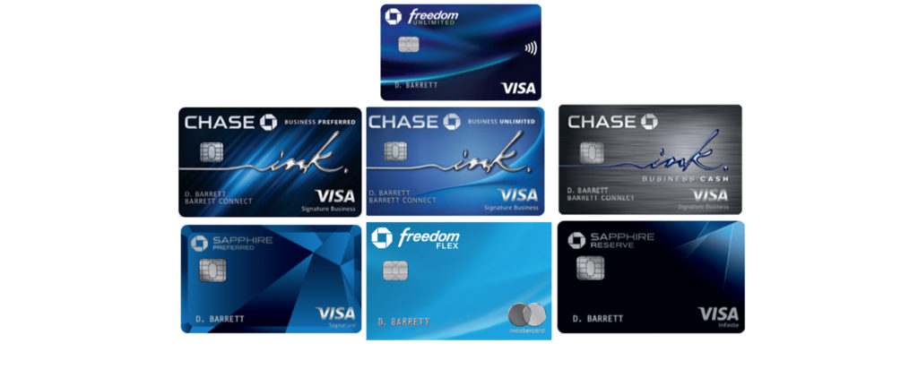 A collage of Chase Ultimate Rewards® cards.