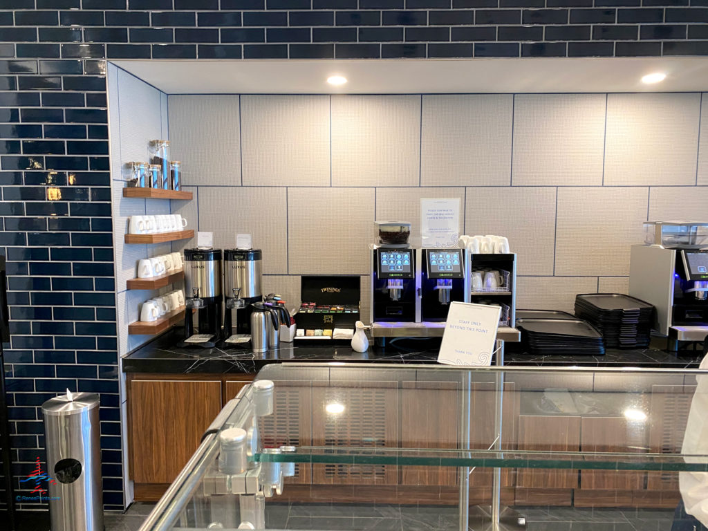 A coffee and espresso station is seen on the buffet inside the dining area during a visit to American Express’ The Centurion Lounge - Las Vegas airport club lounge at Las Vegas International Airport (LAS) in Las Vegas, Nevada.