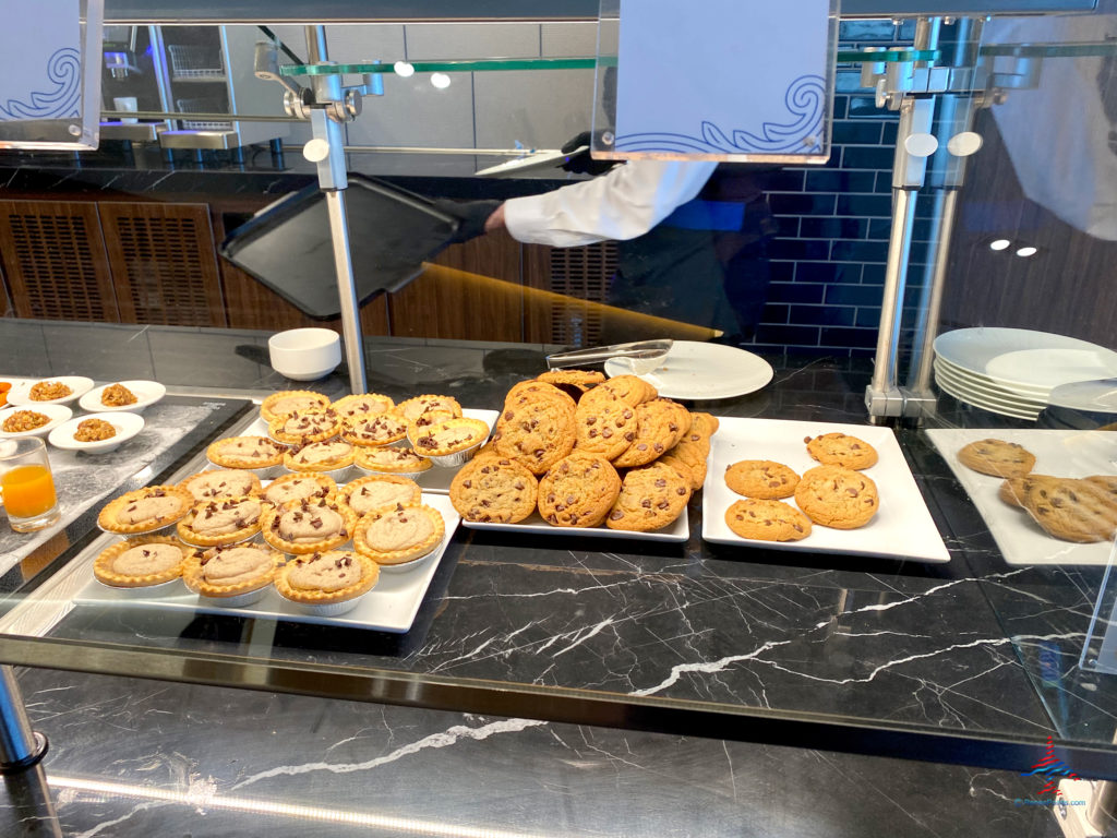 Cookie and other desserts are seen on the buffet inside the dining area during a visit to American Express’ The Centurion Lounge - Las Vegas airport club lounge at Las Vegas International Airport (LAS) in Las Vegas, Nevada