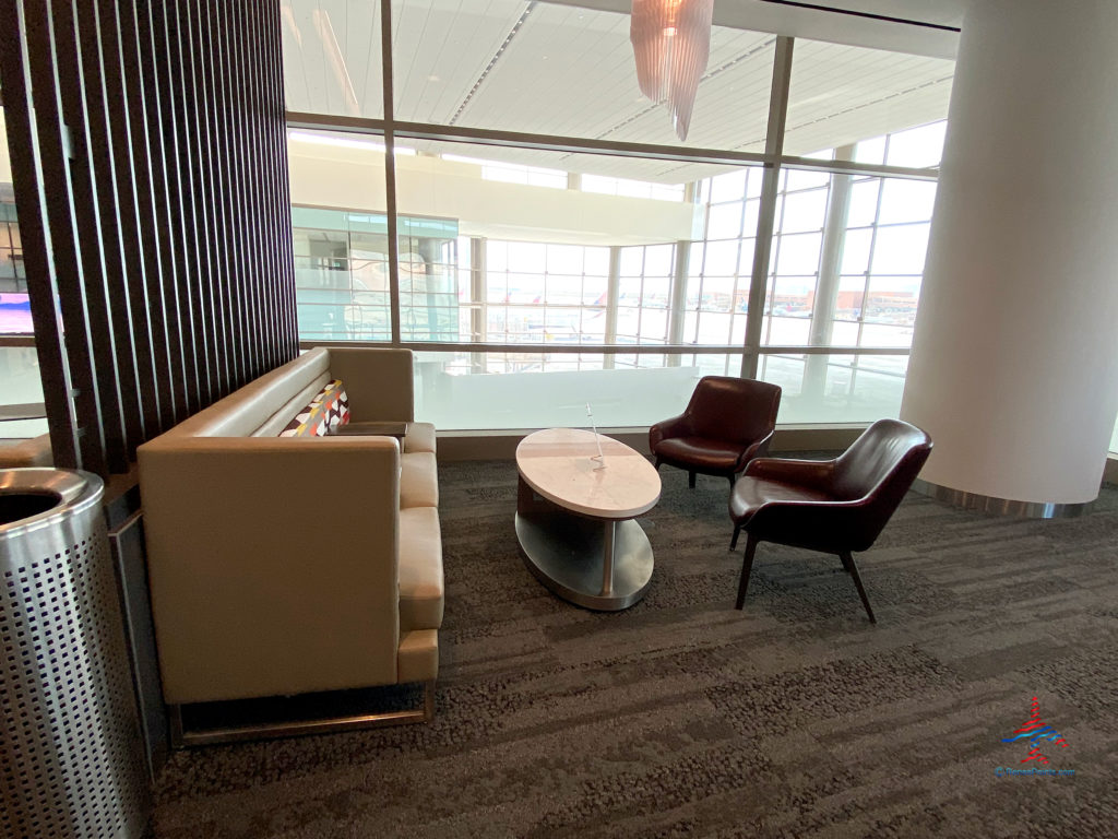 A seating area reserved for traveling families is seen during a visit to the Delta Sky Club Salt Lake City inside Terminal A of Salt Lake City International Airport (SLC). (Photo ©RenesPoints.com)